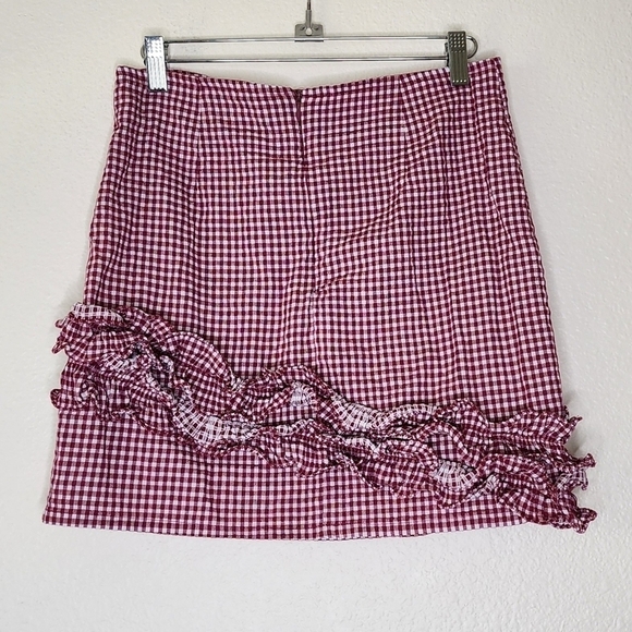 Lovers and Friends Red Gingham Mini Skirt M - Picture 4 of 7